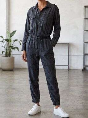 Vintage Havana Washed Tencel Star Embroidered Jumpsuit - Size Small